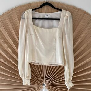 LPA Ivory Sheer Long Sleeve Blouse